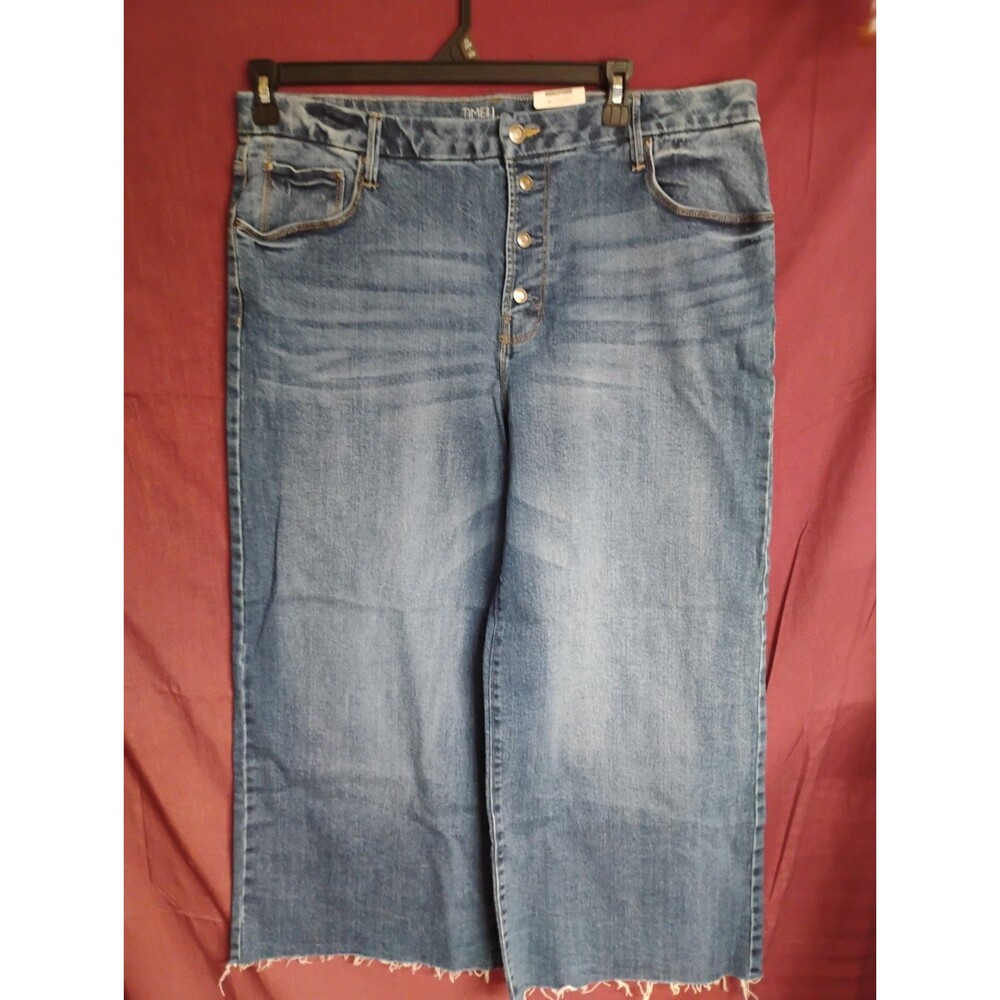 Time And Tru Womens High Rise Blue Jean Size 18 Stretch Wide Leg